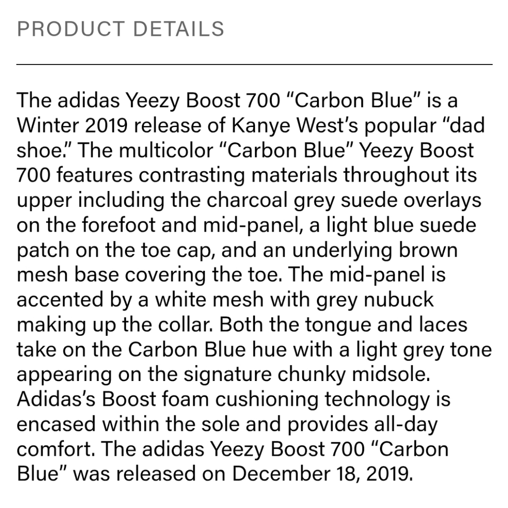 Yeezy Boost 700 Carbon Blue Adidas Size 7.5 - Picture 7 of 12